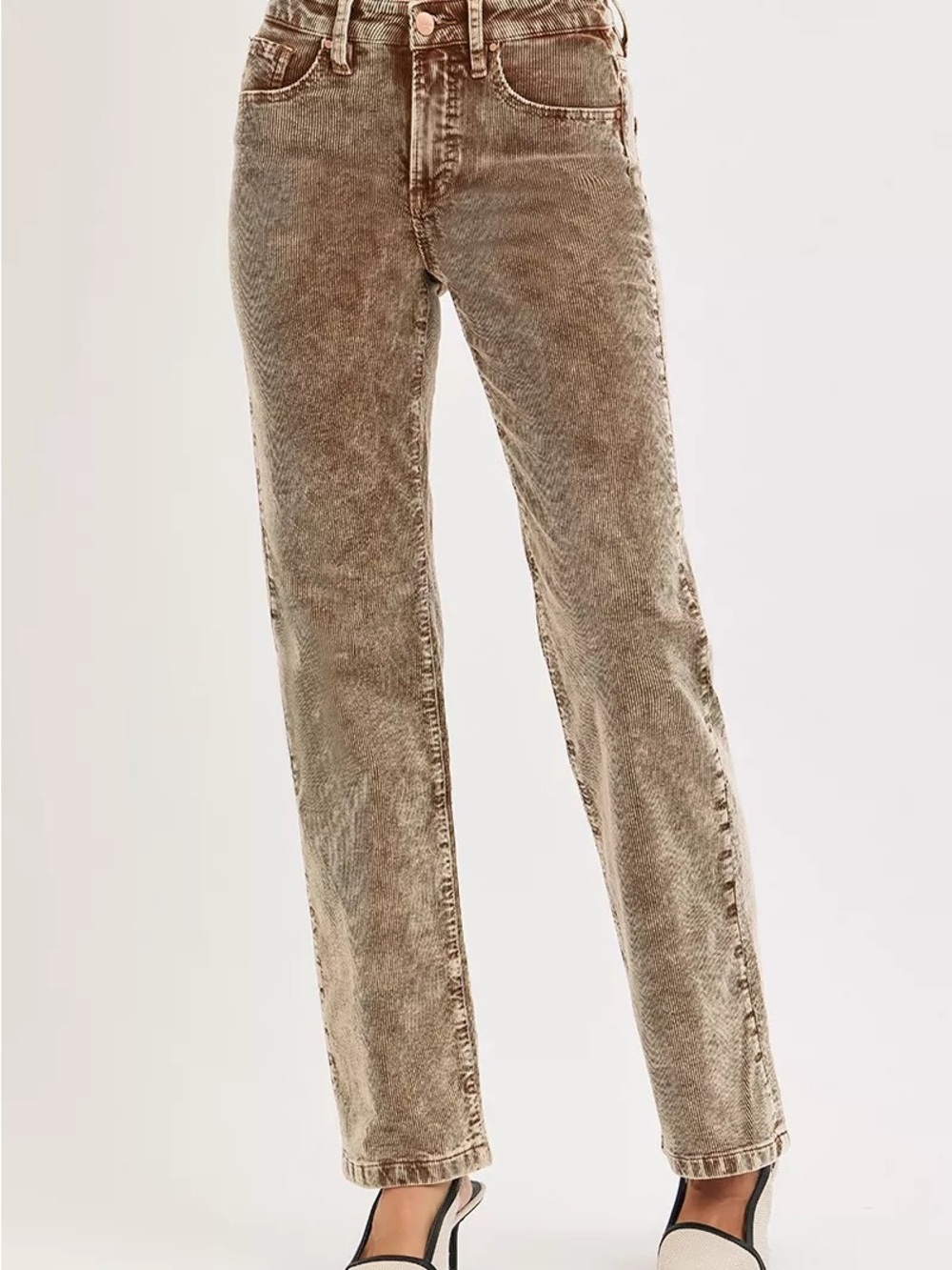 Risen Mid Rise Straight Leg Corduroy Jeans